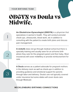 OBGYN vs Doula vs Midwife