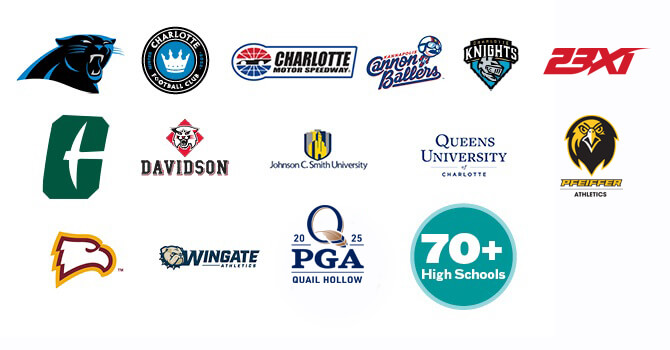 A collage of team logos for professional, college and high school sports teams.