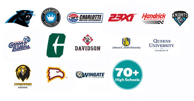 A collage of team logos for professional, college and high school sports teams.