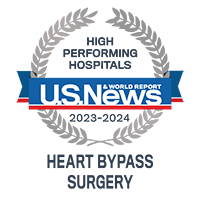 U.S. News and World Report. Ranked as a high performing hospital in heart bypass surgery in 2023 to 2024. 
