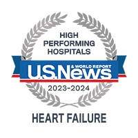 U.S. News and World Report. Ranked as a high performing hospital in heart failure in 2023 to 2024. 