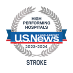 U.S. News and World Report. Ranked as a high performing hospital in stroke in 2023 to 2024. 