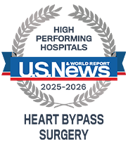 Ranked as a high performing hospital in heart bypass surgery for 2025 and 2026 by U. S. News and World Report.