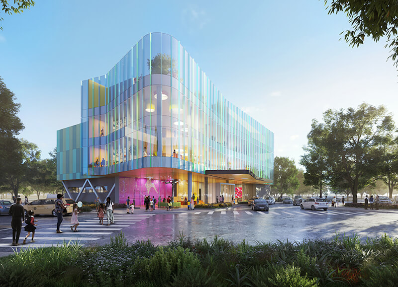 Computer-generated rendering of Children's Regional Health center.
