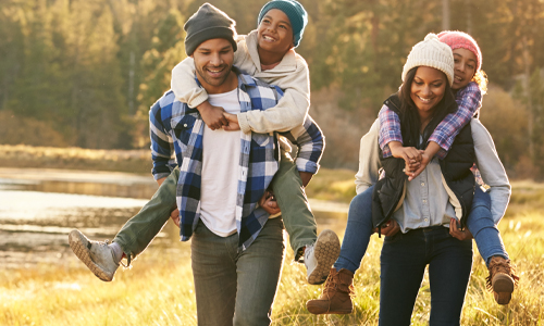A family hiking.