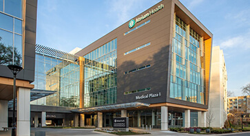 A view of the front of the Atrium Health Kenilworth facility from the outside.