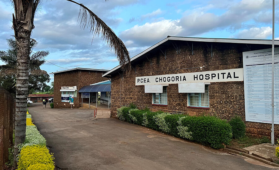 The exterior of a hospital.