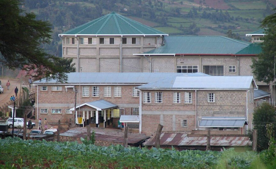 The exterior of a brick medical building.