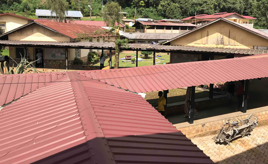 A bird's eye view of a hospital.