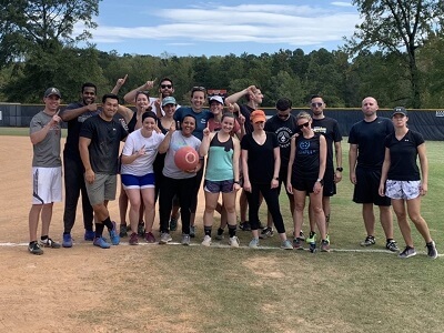 Residents participating in a social wellness event