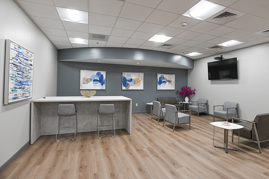 Waiting room at Atrium Health Primary Care Gold Hill for subscription health care patients.