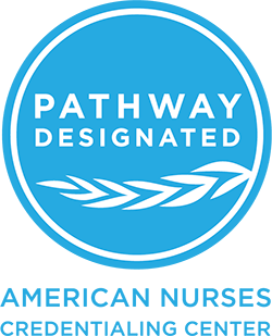 A light blue badge for locations that are "Pathway Designated" by the American Nurses Credentialing Center.
