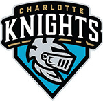A logo of a knight's helmet facing the right that reads Charlotte Knights.