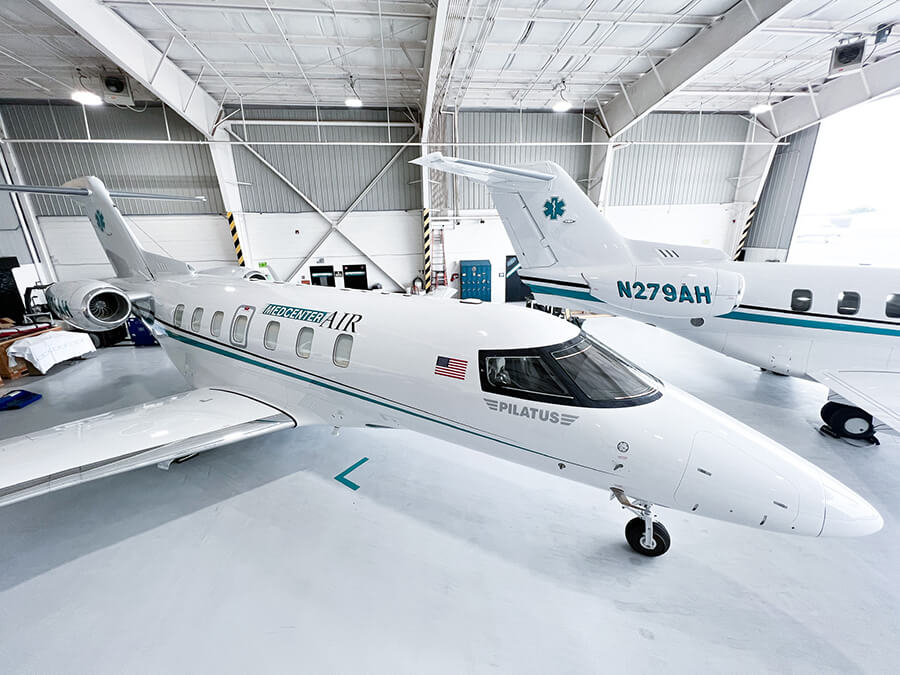 Two Pilatus PC-24 Med Center Airplanes side by side