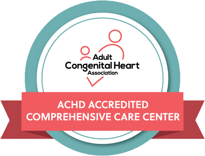 Adult congenital heart accredited comprehensive care center badge.