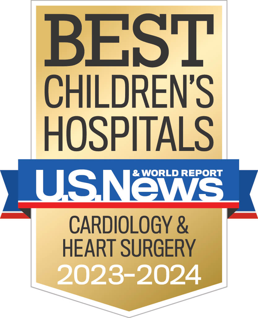 Best Childrens hospital in cardiology and heart surgery for 2023 to 2024 from US News and World Report badge.