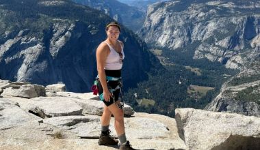 Vina Le at the top of the Yosemites half dome after ankle fracture.