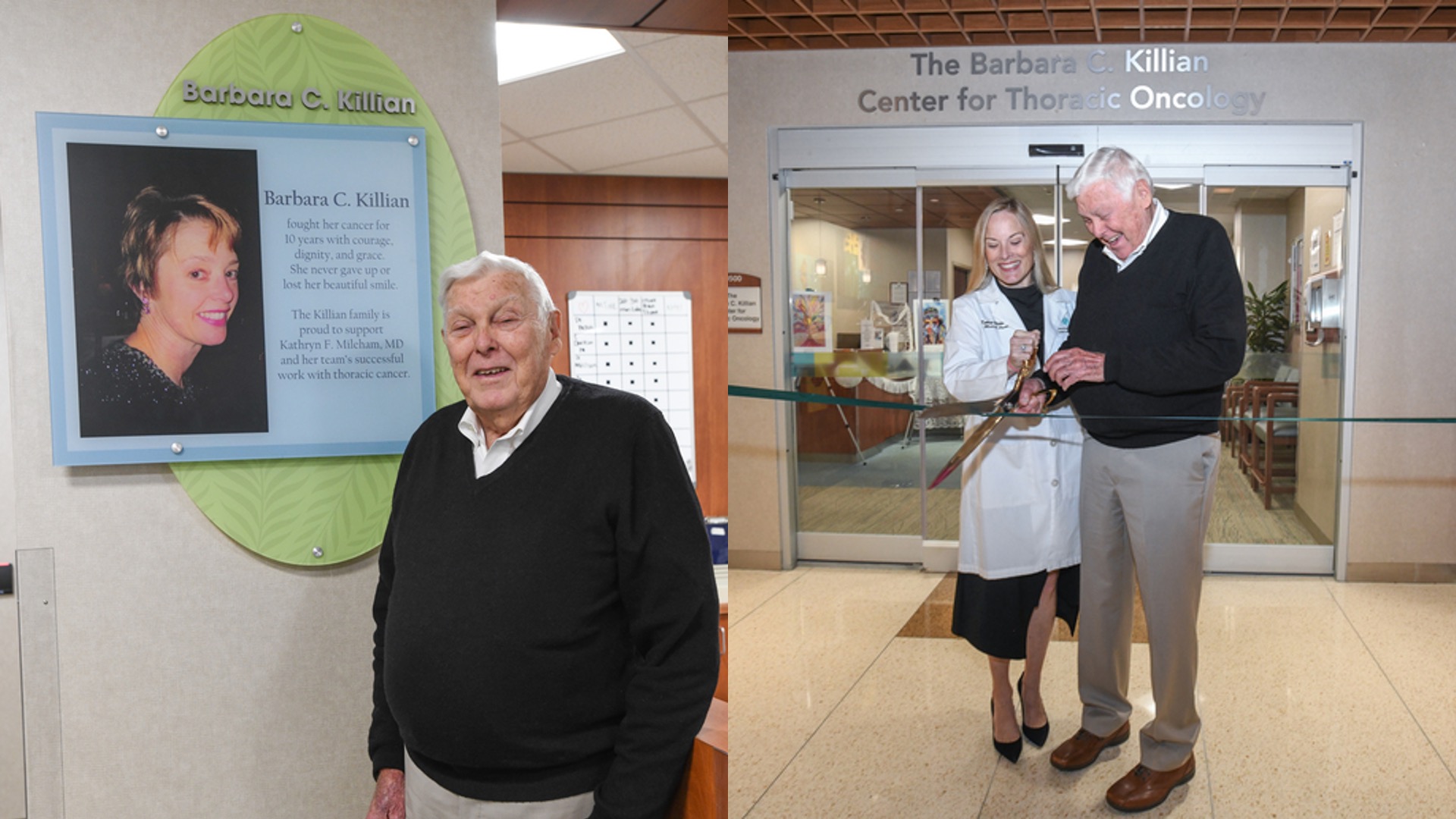 John Killian, acknowledges his late wife’s thoracic oncology care team