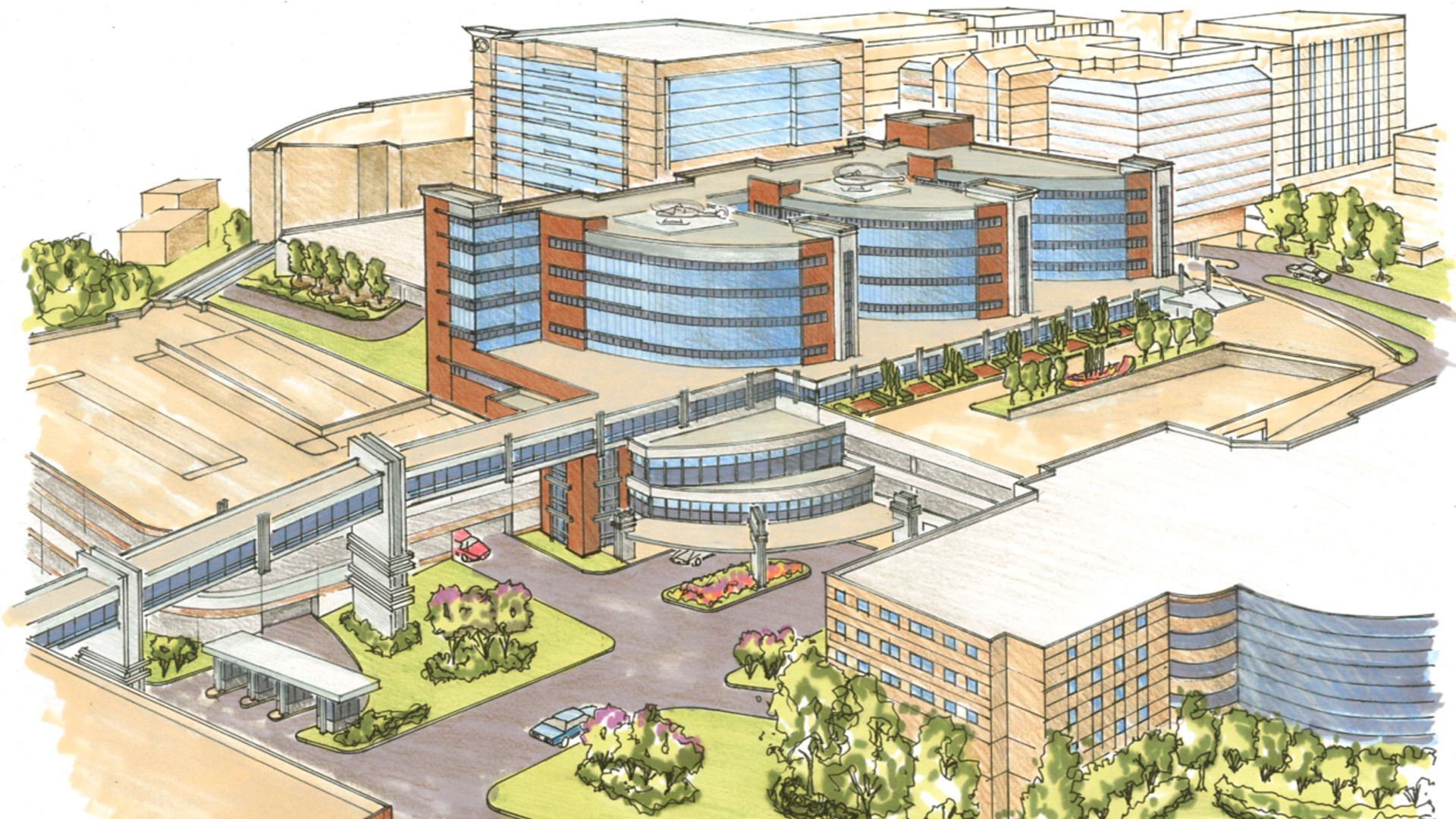 A rendering of a new care tower at Wake Forest Baptist Medical Center which represents expanded access to critical services to the Winston-Salem community.