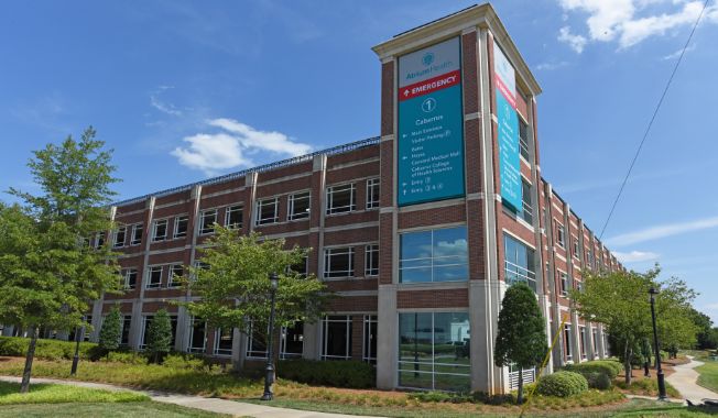 An exterior photo of a medical office reading Atrium Health Cabarrus.