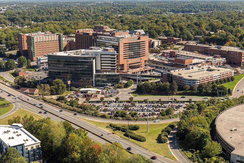 An aerial view of an Advocate medical center.