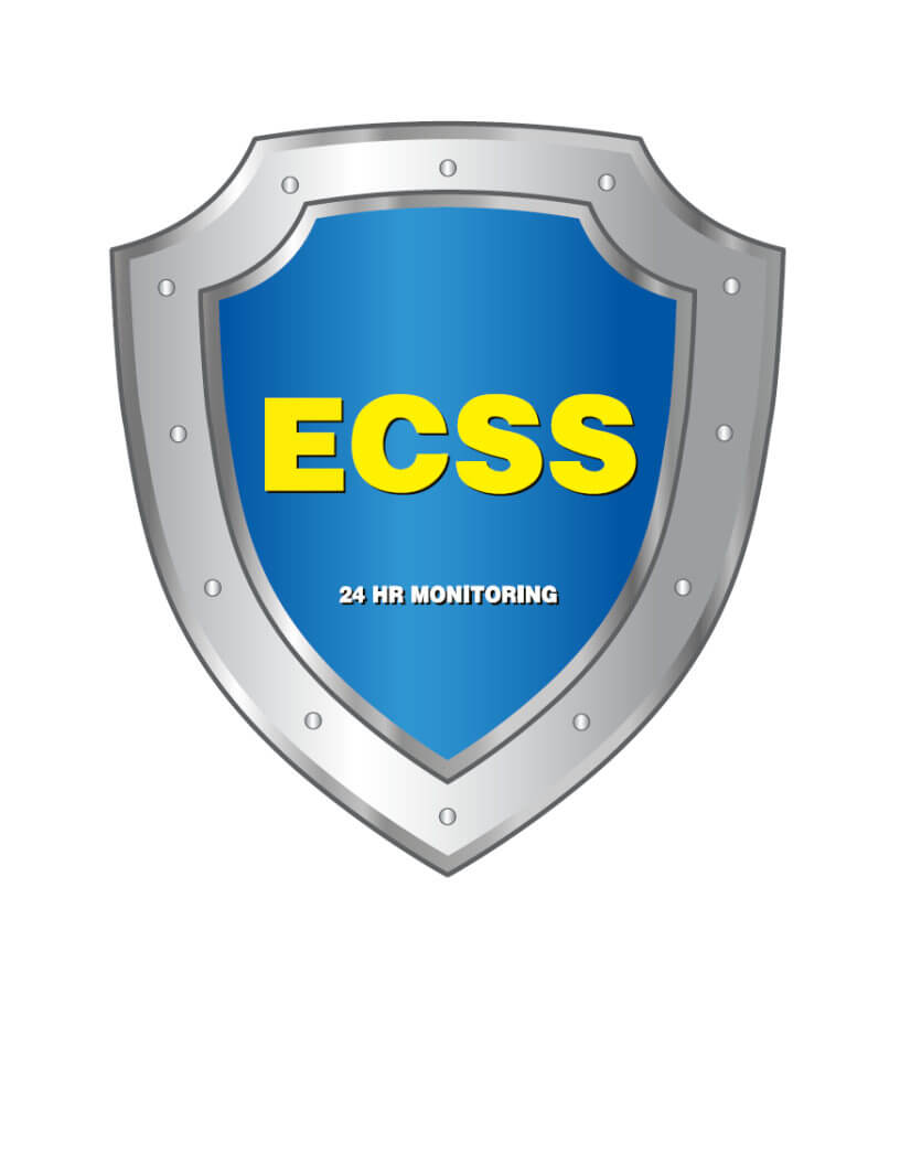 A blue and gray logo for ECSS.