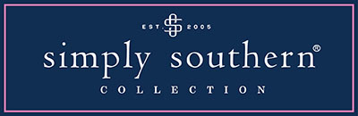 A dark blue rectangle and a pink line border with "Simply Southern Collection" in white print in the middle.