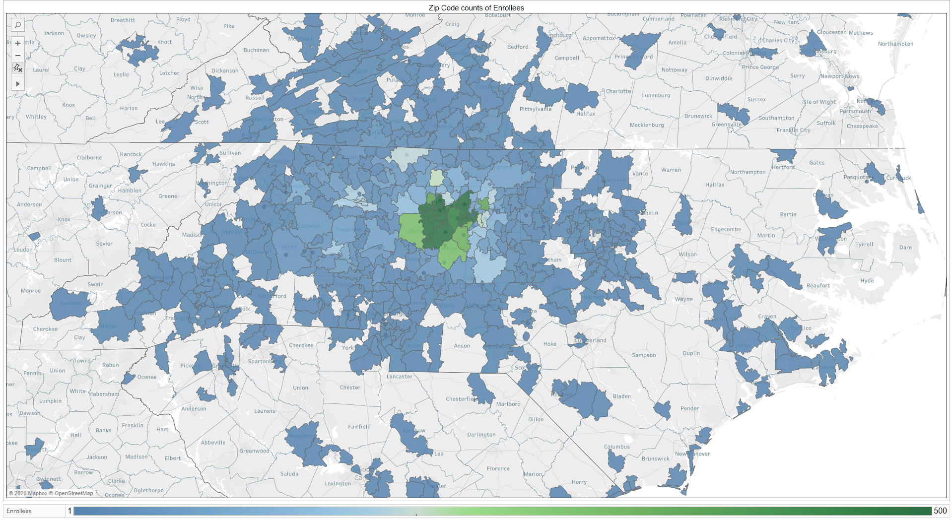 Participants by zip code