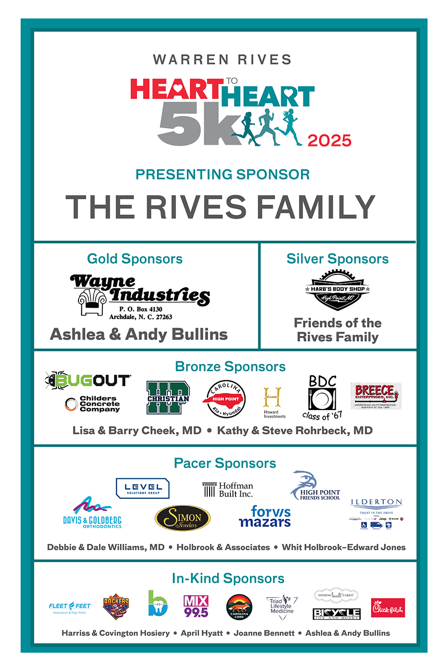 Heart to Heart 5K Sponsor Graphic
