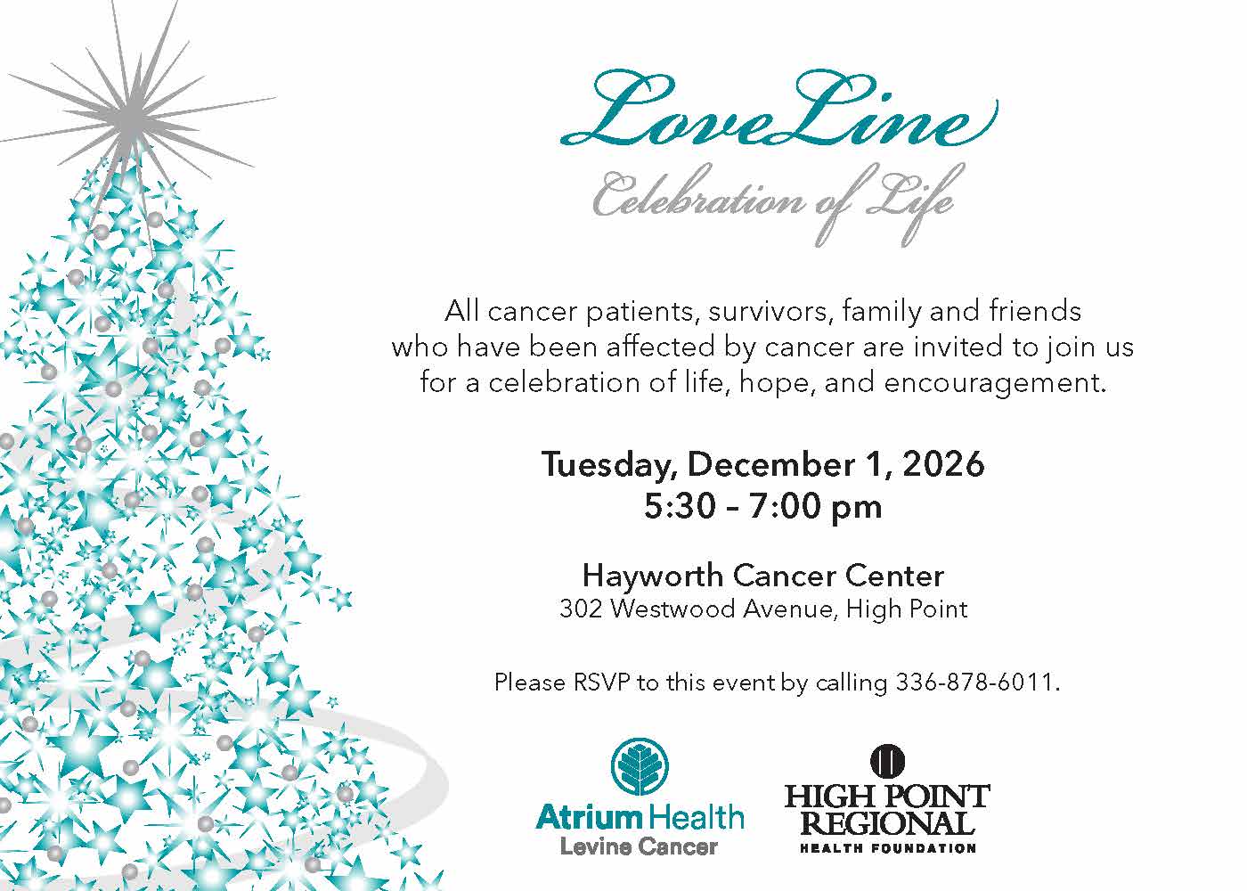 36th Annual LoveLine Treelighting Invite Postcard