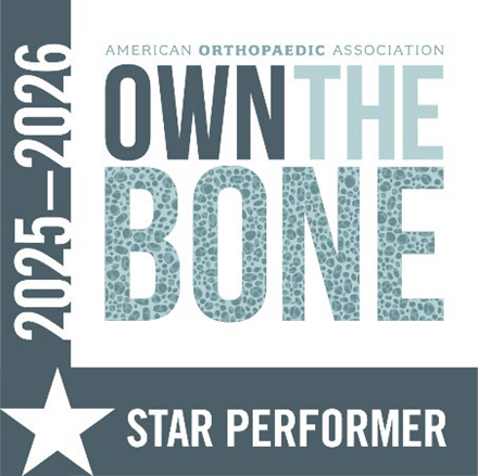 A badge for the 2025-2026 own the Bone Star Performer.