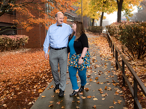 Kim Moser and her husband walking