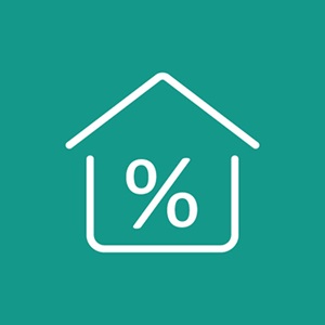 House graphic with percent sign inside