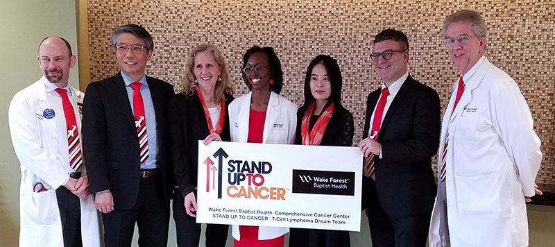 Comprehensive Cancer Center Dream Team members (from left): Dr. Timothy Pardee; Dr. Wei Zhang; Elizabeth Forbes, lab manager; Dr. Zanetta Lamar; Qianqian Song, research fellow; Dr. Boris Pasche; and Dr. Bayard Powell