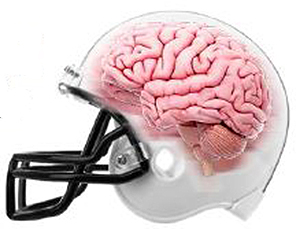 illustration of transparent football helmet with pink brain inside