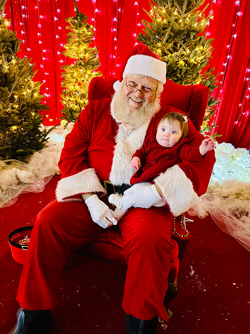 Santa and a baby.