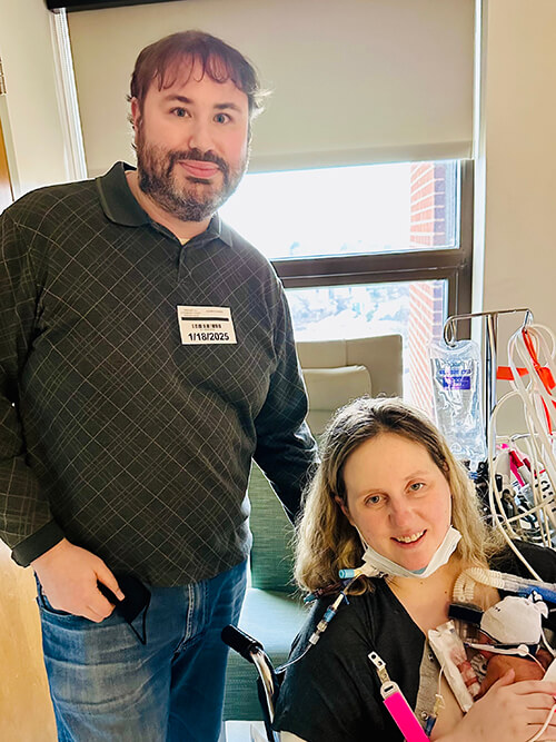 A family posing for the camera.