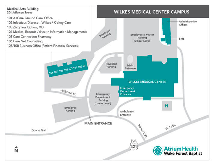 Wilkes Medical Campus map.