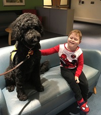 Brenner Patient with Pet Therapy Dog