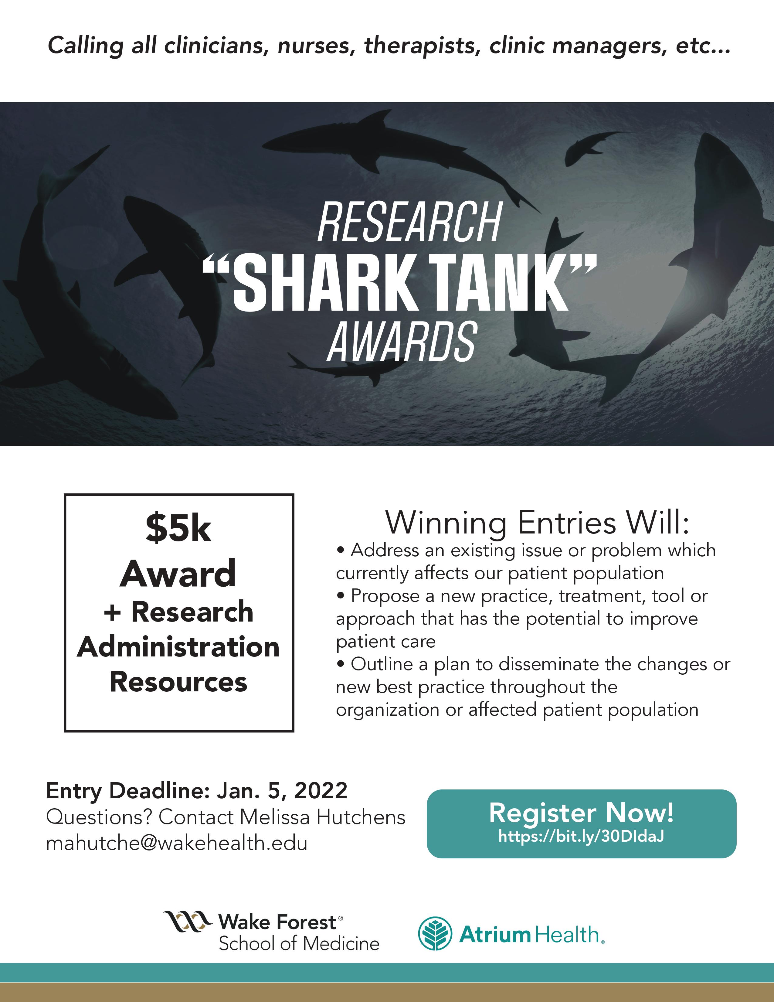 Research 'Shark Tank' Awards Flyer Jan 2022