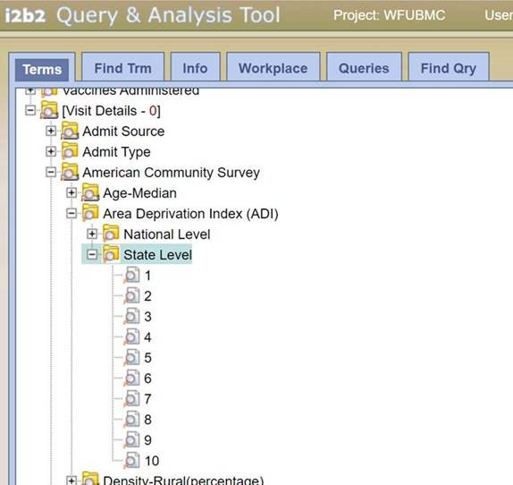 i2b2 screenshot: Query and Analysis Screenshot