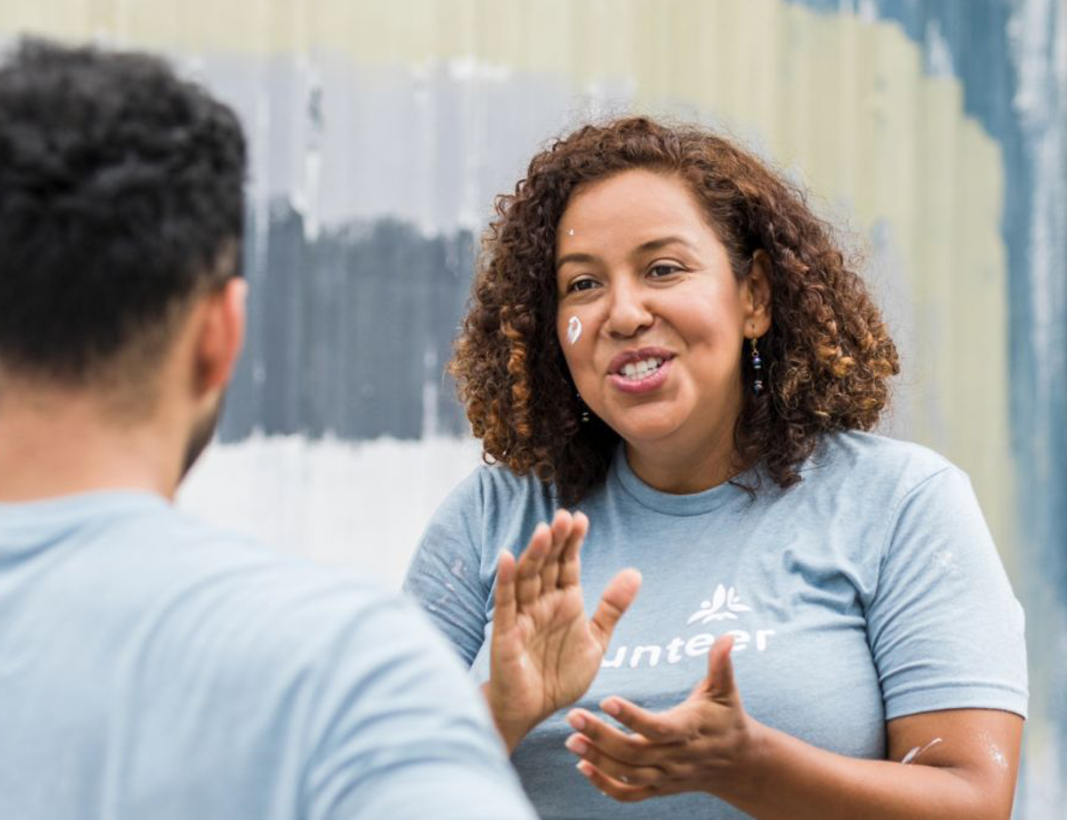 Two people having a discussion