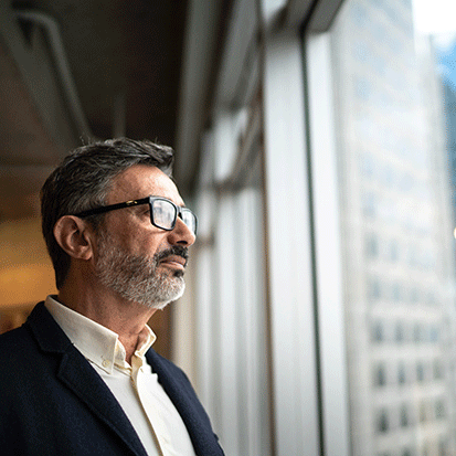 Man at window