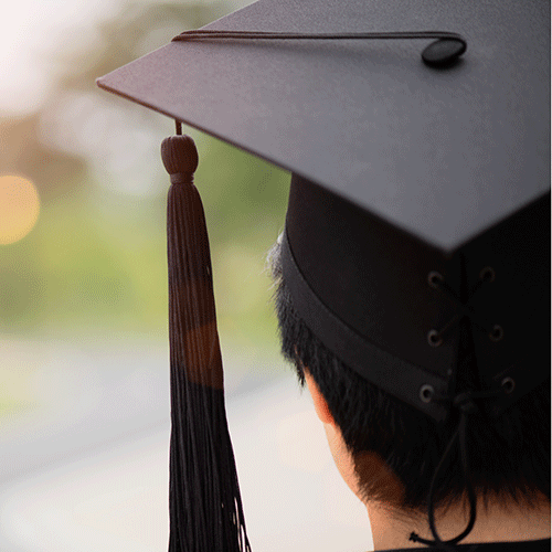 Back of Head Wearing Graduation Cap