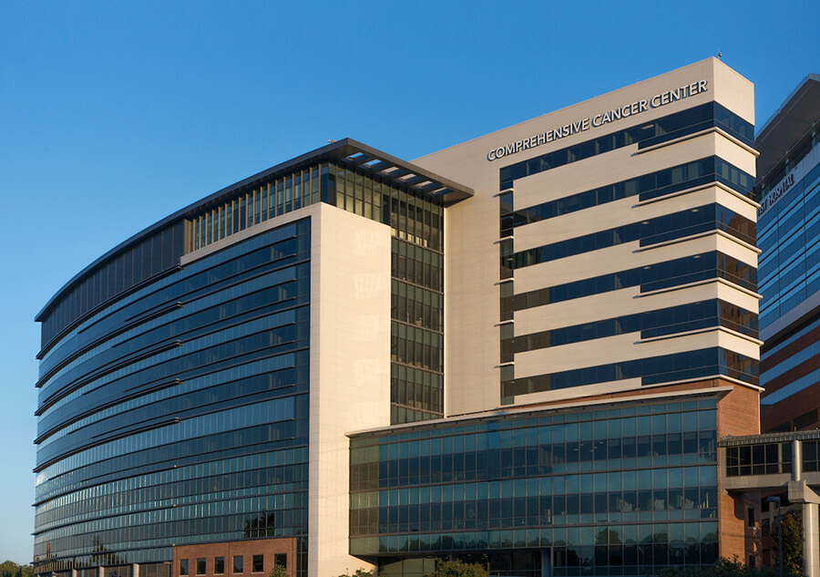 An outside view of the Comprehensive Cancer Center.