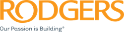 A gray and yelow text logo for "Rodgers".