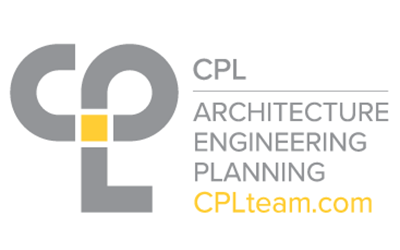 A gray and yellow text logo for CPL.