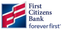 A red, white and blue logo that reads First Citizens Bank forever first.