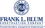 A blue and white logo that reads Frank L. Blum Construction Company.