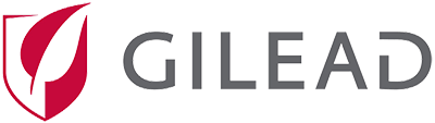 A red and Gray text logo for Gilead.